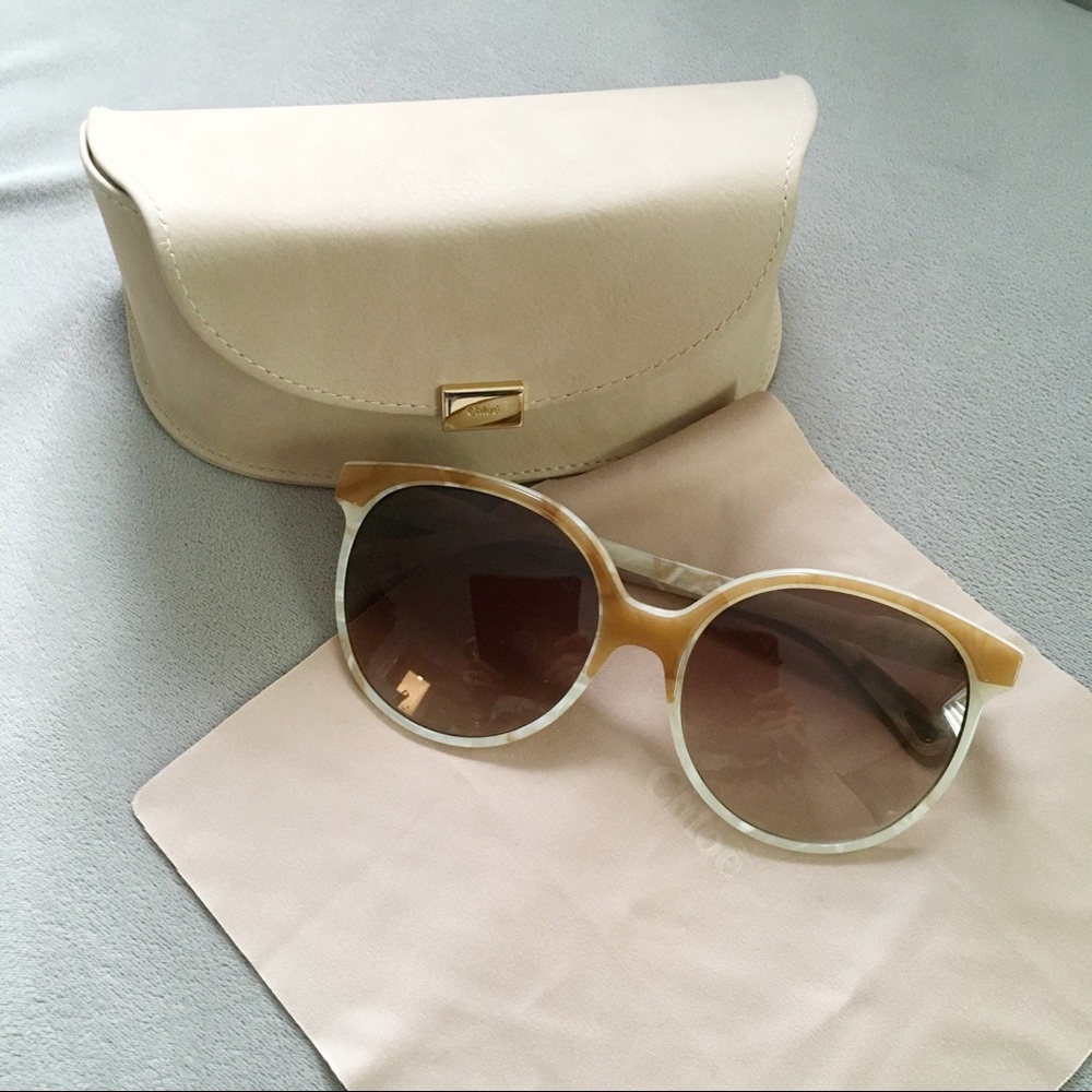 Chloe CE733S Tan Cream Oversize Sunglasses